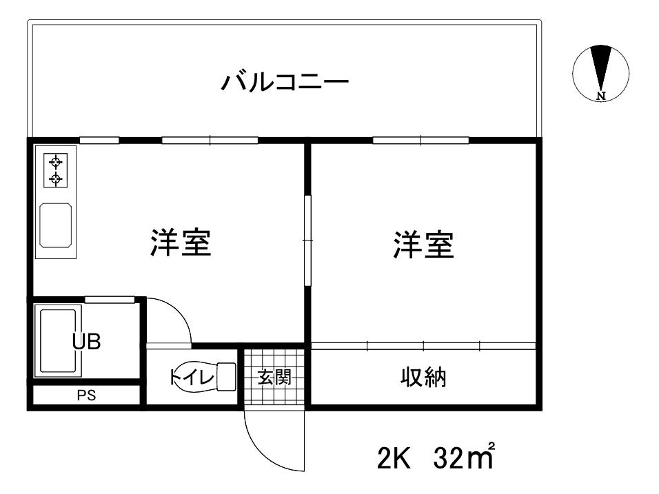 グランディア王子駅前(2K/5階)の間取り写真
