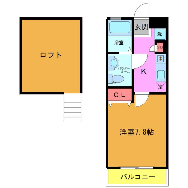 シャトー舞浜(1K/2階)の間取り写真