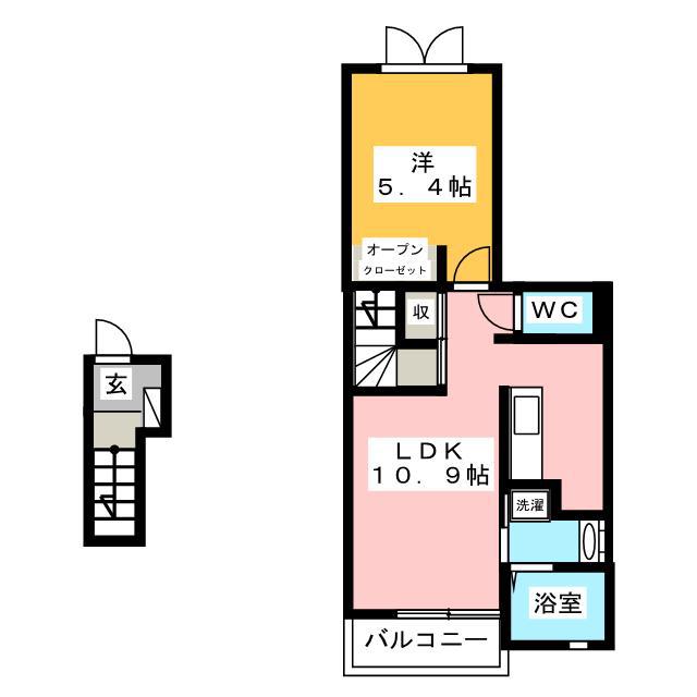 ポルトソレイユ(1LDK/2階)の間取り写真