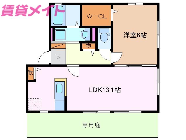 エスペランサときわ(1LDK/1階)の間取り写真