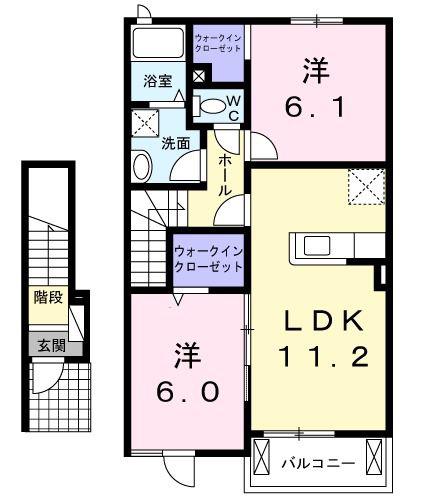 セレノカーサOMI(2LDK/2階)の間取り写真