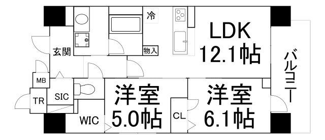 IBC RESIDENCE ウエスト(2LDK/10階)の間取り写真