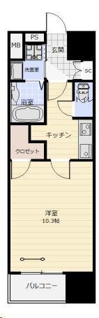 アークデュオ仙台苦竹(1K/1階)の間取り写真