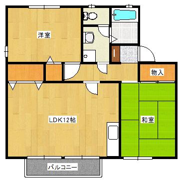セジュール千里B棟(2LDK/2階)の間取り写真