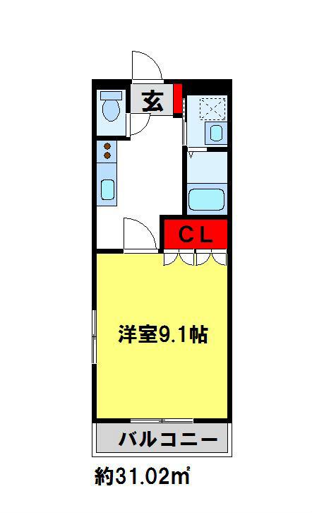 エスポアハイツM(1K/2階)の間取り写真