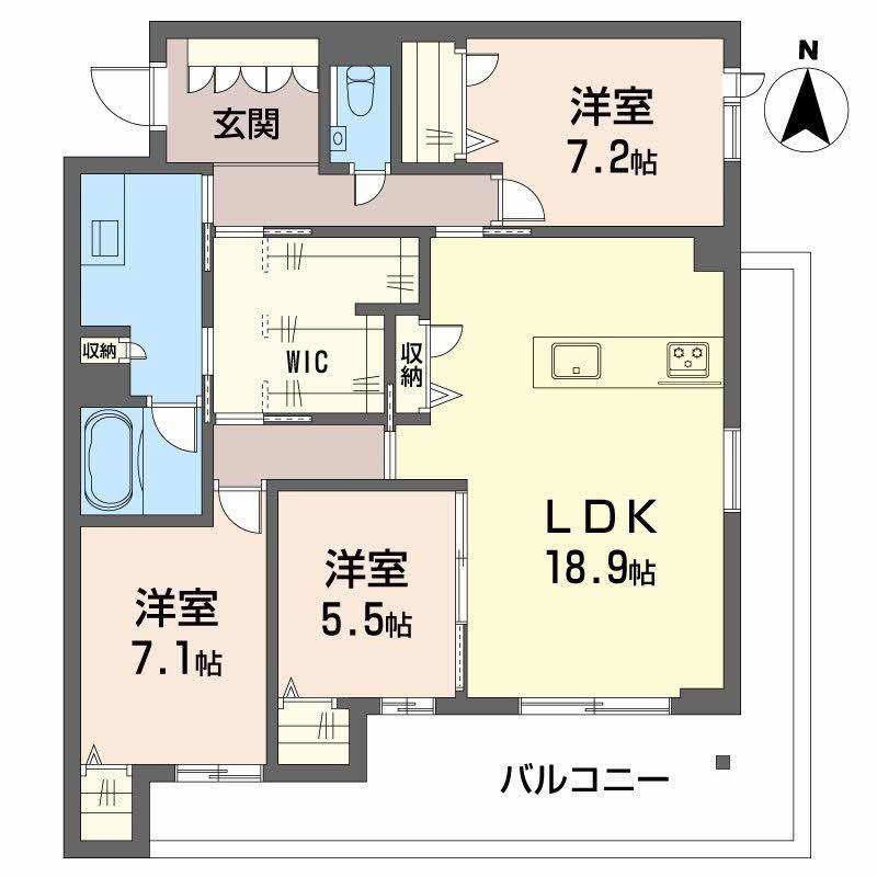 リーベン メーア(3LDK/3階)の間取り写真