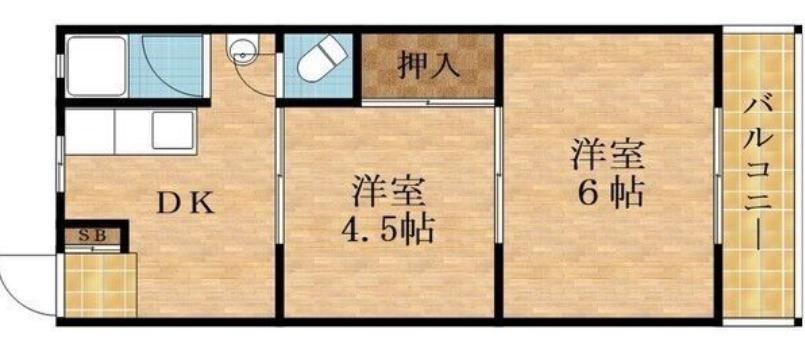 第3岩見ビル(2DK/4階)の間取り写真