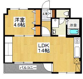 アパートメント二階(1LDK/2階)の間取り写真