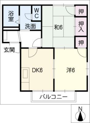 バーニア ISHIZAKI(2DK/1階)の間取り写真