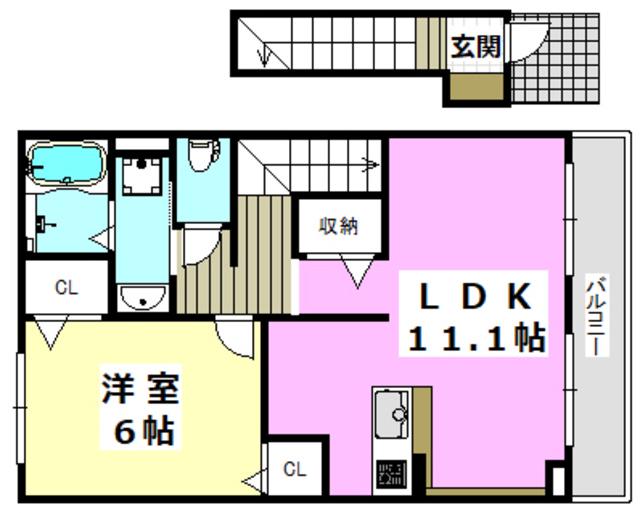 メゾン・ド・フェリーチェ(1LDK/2階)の間取り写真