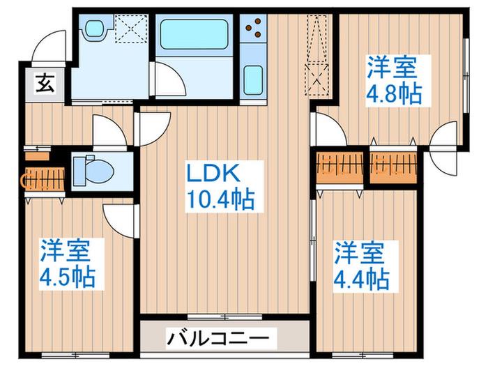 フェンネル(3LDK/4階)の間取り写真