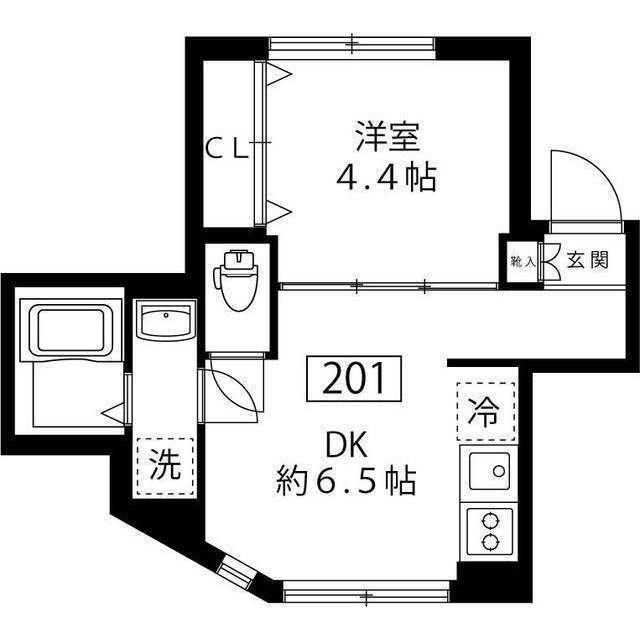 ファクトリー中目黒(1DK/2階)の間取り写真