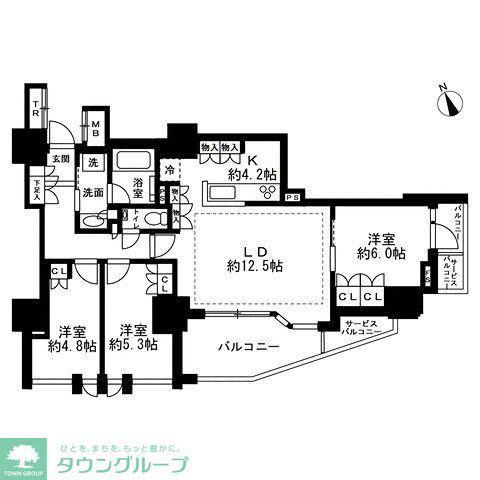 プレミスト三鷹(3LDK/6階)の間取り写真