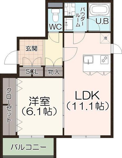 アッサンブラージュ(1LDK/2階)の間取り写真