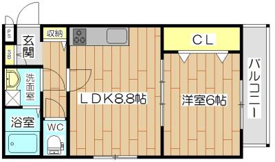 フェリーチェ芥川(1LDK/3階)の間取り写真