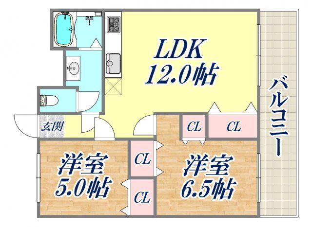 サリーコート元浜(2LDK/3階)の間取り写真