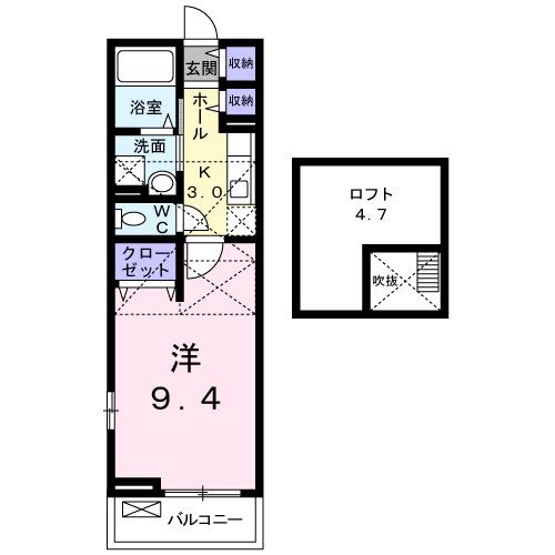 アバンツァートI(1K/2階)の間取り写真