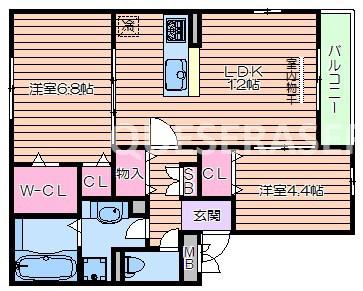 ウエストキューブ(2LDK/1階)の間取り写真