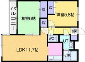 アスティオン上野幌(2LDK/1階)の間取り写真