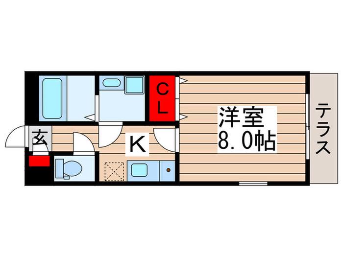 ふぁいん(1K/1階)の間取り写真