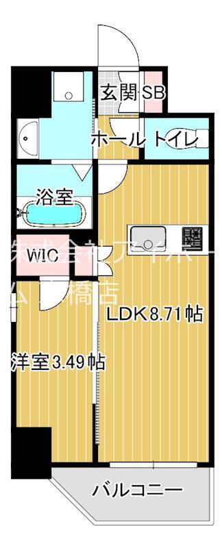 サムティ京橋CLEAR(1LDK/8階)の間取り写真