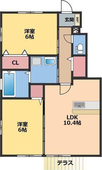 グランアリビエ(2LDK/1階)の間取り写真
