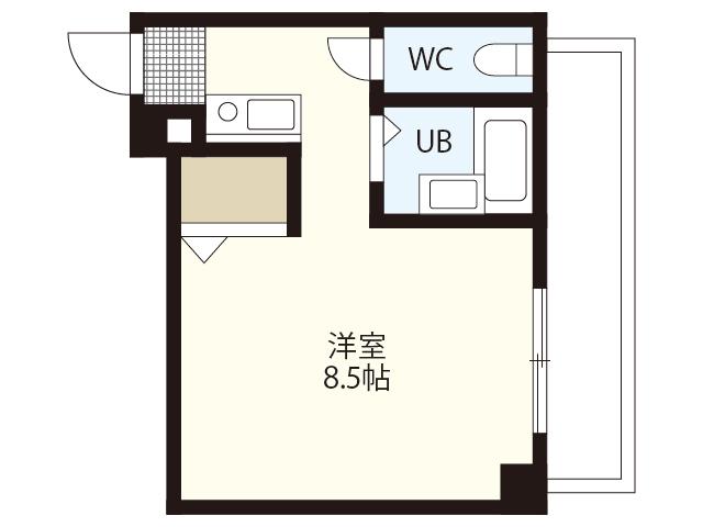 CASA東白島(ワンルーム/2階)の間取り写真