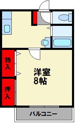 オーク立岩(1DK/1階)の間取り写真