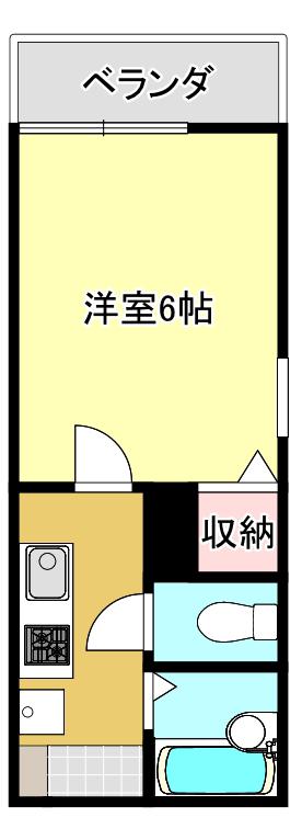 ブラッサム川奈II(1K/2階)の間取り写真