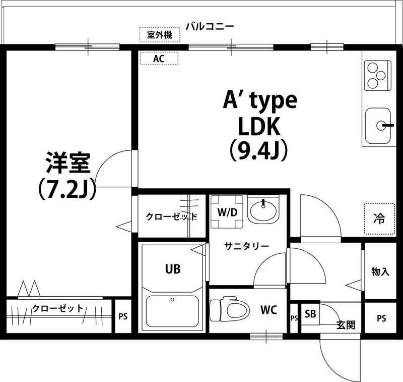 リブリ・西登戸駅前(1LDK/1階)の間取り写真