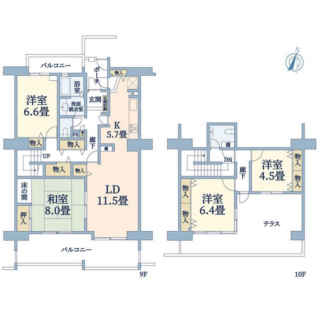 エルシー美賀多台5番館(4LDK/9階)の間取り写真