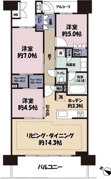 レ・ジェイドつくば(3LDK/5階)の間取り写真