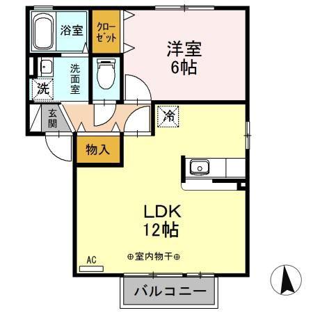 プラザハイツA(1LDK/2階)の間取り写真