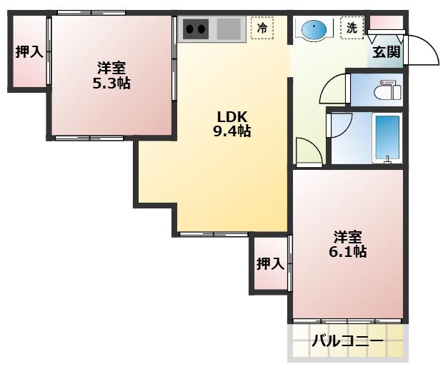 ホマレコーポ(2LDK/2階)の間取り写真