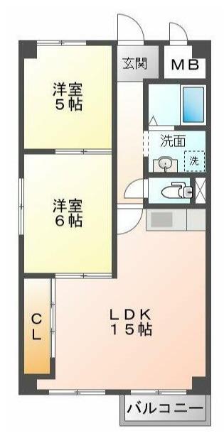 槇得ハイツ(2LDK/1階)の間取り写真