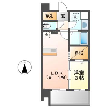 デュオフラッツ栄(1LDK/6階)の間取り写真