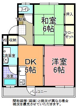 東洋ハイツ(2DK/3階)の間取り写真