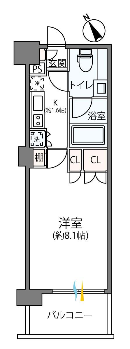 リージア新百合ケ丘(1K/5階)の間取り写真