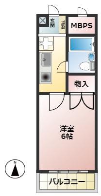 小杉フラワーハイツ(1K/2階)の間取り写真