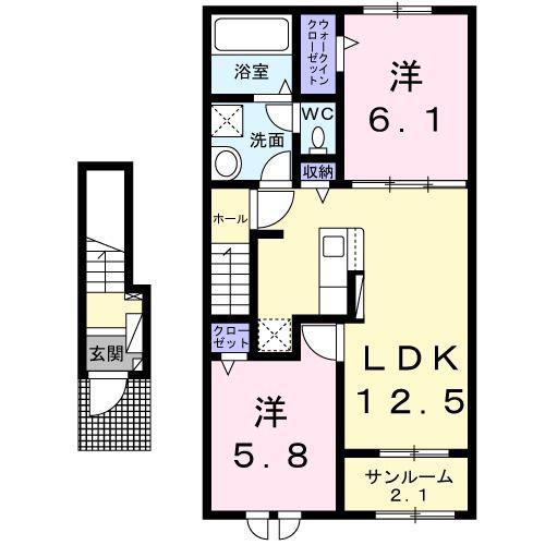 グランステラ(2LDK/2階)の間取り写真