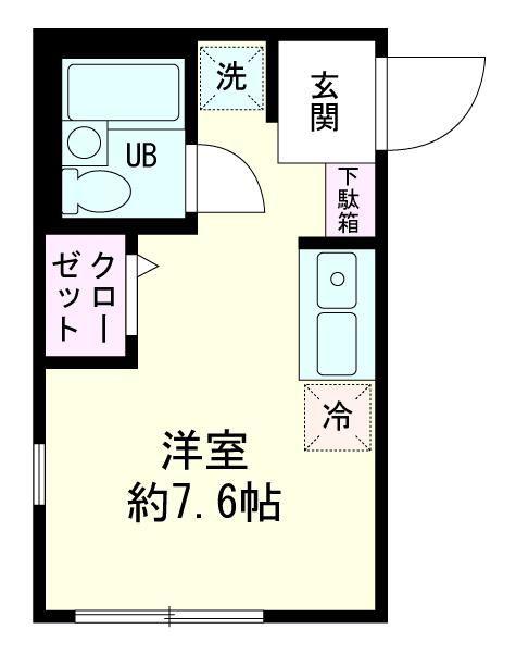 メゾンドングリ(ワンルーム/1階)の間取り写真