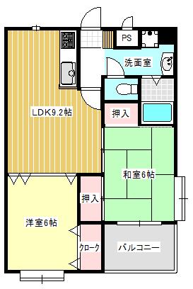 ハミングコート大橋南II(2LDK/2階)の間取り写真