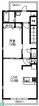 メゾンラヴィーヌ(1LDK/2階)の間取り写真