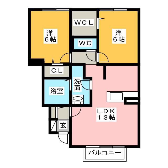 JOIE BONHEUR UN(2LDK/1階)の間取り写真