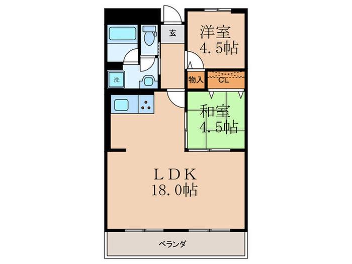 ハイム伏見B棟(2LDK/2階)の間取り写真