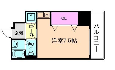 ODESSA南船場(ワンルーム/6階)の間取り写真