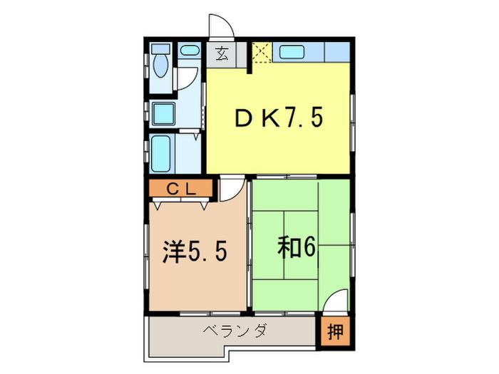 津田マンション(2DK/3階)の間取り写真
