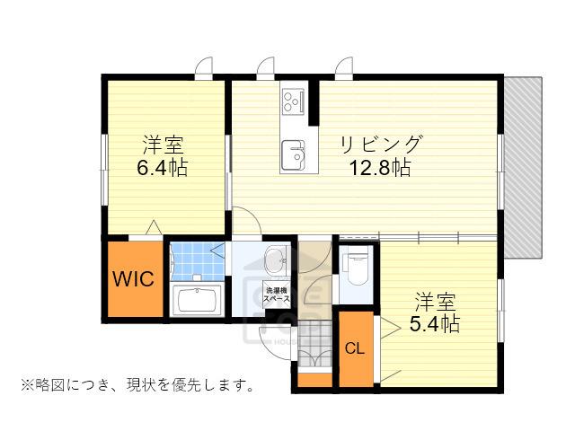 SOLEIL彩都 A棟(2LDK/2階)の間取り写真