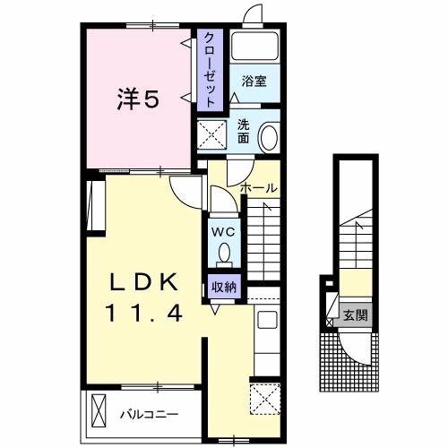 ヴィラージュ(1LDK/2階)の間取り写真