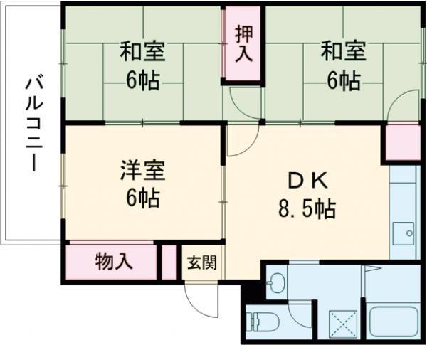 サンパレス小野(3DK/3階)の間取り写真